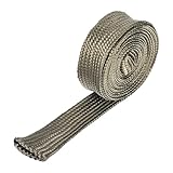 MECCANIXITY Heat Shield Sleeve, 5/8" ID 10 Feet Heat Sleeve Automotive Wire Heat Shield Fuel Line Heat Shield Sleeve Heat Sleeve Heat Wrap 800 Degree for Wires, Titanium Color