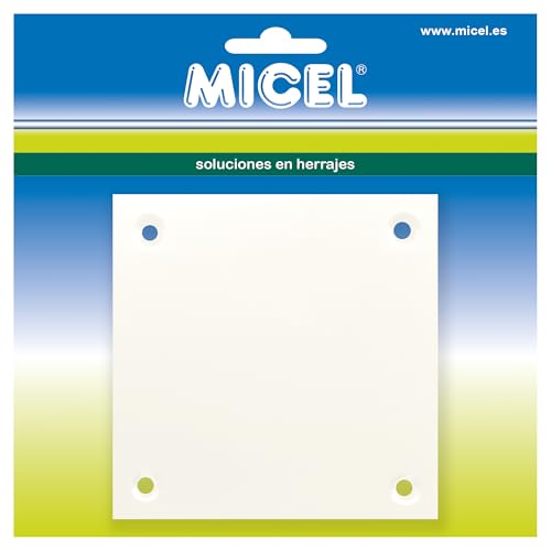 MICEL - 92647 Blindplatte aus Messing, Schutzabdeckung für Türen, weißes Finish, Dicke 1 mm, 80 x 80 mm