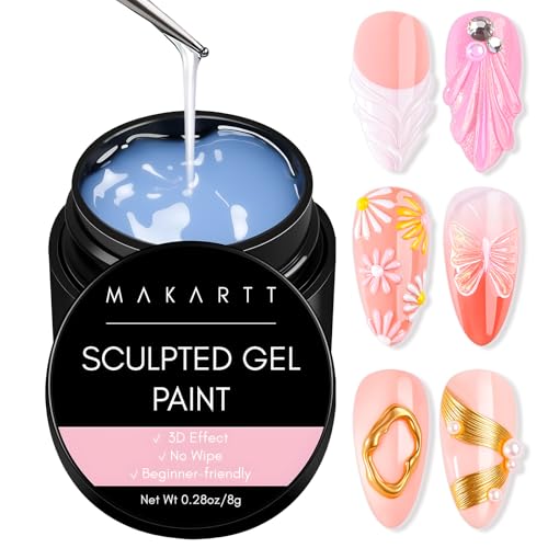 Makartt 3D Gel Nail Art: Clear 3D Painting Gels for Chrome Powder...