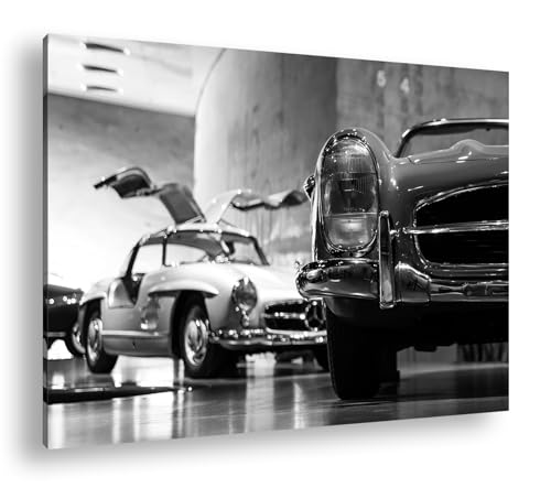 Tableau Oldtimer exposition format 90x60 cm effet noir et blanc