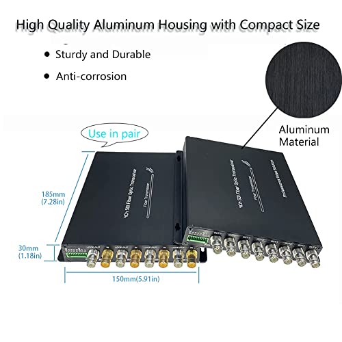 Image of 4CH 3G-SDI Fiber Converter 1080P Broadcast Level SDI Video Optical Transceiver Loop Output 4ch 3G SDI Fiber Extender with RS485 SDI Over Single-Mode FC 20km