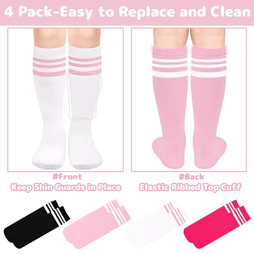 Image of Olreco 4 Pack Kids Soccer Socks Toddler Baseball Socks Youth Boys Football Sock Boys Girls Softball Sock Athletic Accessories