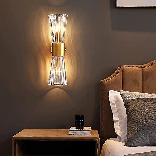 Aplique de pared E14 con doble cabezal de latón y vidrio WQHPLMD 2