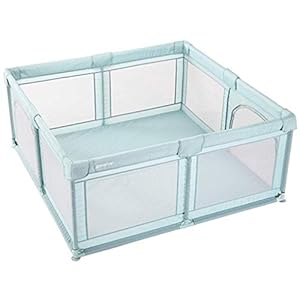 NMDCDH Extra Large Baby Playards Playpen Portable Fence Waterproof Safe Play Yard Play Pen with Games & Gates for Infants Use Non Toxic, Green, (180x250x68cm)