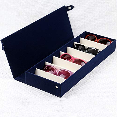 TQ 8 Grids Flock okulary przeciwsłoneczne pudełko do przechowywania zamsz okulary organizer Case Collector z osłoną okularów przeciwsłonecznych Display Blue Watch Organizer,D