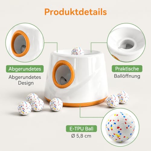 Akamiti Automatischer Ballwerfer für Hunde, Wiederaufladbarer, 9 ETPU Bäll – Produktbild 3