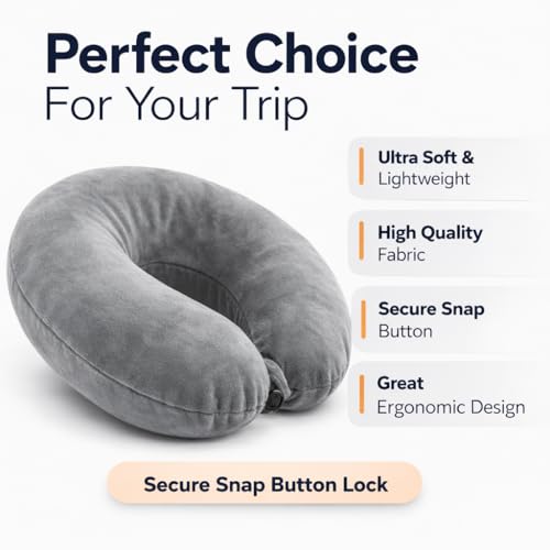 Image of cozyland Memory Foam Travel Neck Pillow |Ultra Soft Velvet Fabric|Ergonomically Designed for Ultimate Comfort for Air, Car, Train, Bus Travel- Grey, Standard Size