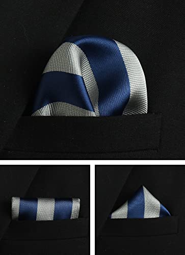 Image of Striped Plaid Polka Dot Mens Tie Formal Necktie Pocket Squares Ties Clips Cufflinks Classic for Men Set