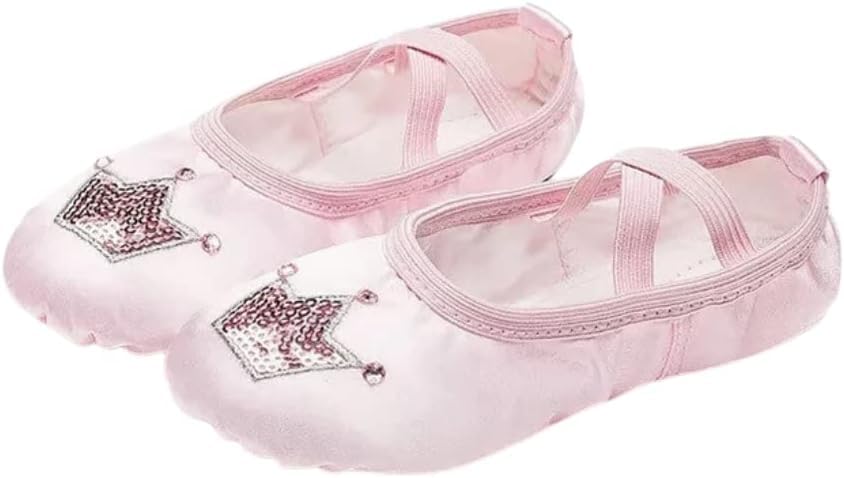 Ballet Dance Shoes for Girls Split Sole Embroidered Crown Design