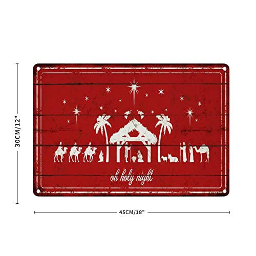 Plaque décorative métal Oh Holy Night finition rétro rouge supérieure - 3