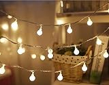 Zsirue Guirlande lumineuse en forme de globe USB pour Noël, jardin, terrasse, fête, intérieur ou extérieur, chambre à coucher (3 m – 20 LED, blanc chaud)