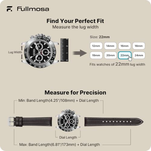Image of Fullmosa 22mm Quick Release Leather Watch Band for Garmin Samsung Galaxy | Strap for Garmin Vivoactive 4 45mm,Garmin Venu 4(45mm) /Venu 3 /Venu 2,Samsung Galaxy Women Men, Dark Brown&Silver Buckle