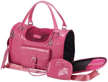Anima Pink Faux Crocodile Travel Bag, 13-Inch by 7-Inch by 9-Inch, Small