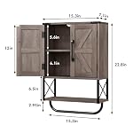 RUSTOWN Farmhouse Rustic Medicine Cabinet with Two Barn Door,Wood Wall Mounted Storage Cabinet with Adjustable Shelf and Towel Bar, 3-Tier Cabinet for Bathroom, Living Room(Washed Oak) - Image 3