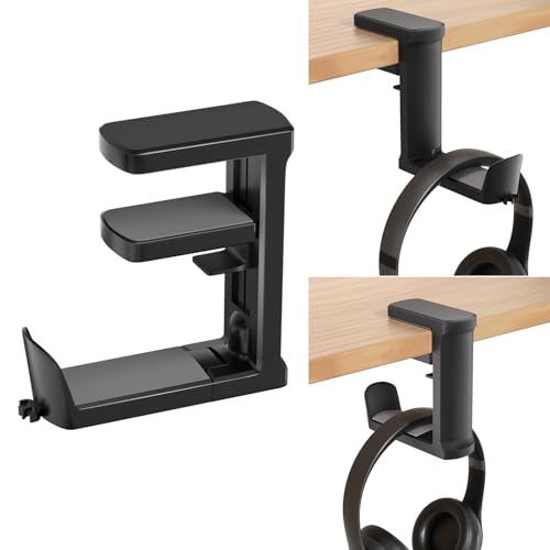 Adjustable Clamp-on Headphone Hook (Black)