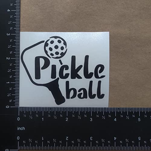 Image of Pickleball Decals 4 Pack: Pickle Ball, Pickleball Heartbeat, Paddles and Pickleball, Love Pickleball Decals (Black, Small ~3.5 inch)