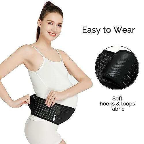 Adjustable Maternity Belt for Pregnant Women - Breathable Belly Support Band (Black, Regular Size)