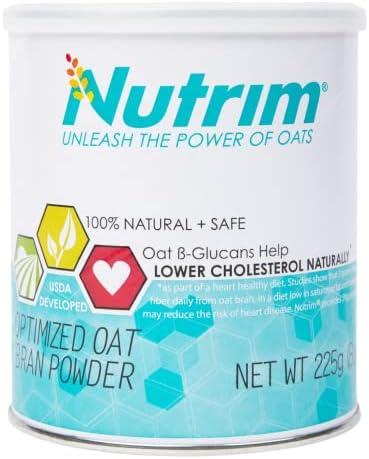 Nutrim Oat Bran Powder with 750mg Beta Glucan per Serving - Easy-Mix Soluble Fiber for Cholesterol Management & Immune Support - Heart Healthy, Non-GMO & Vegan Oatmeal Powder (Nutrim, 30 Servings)