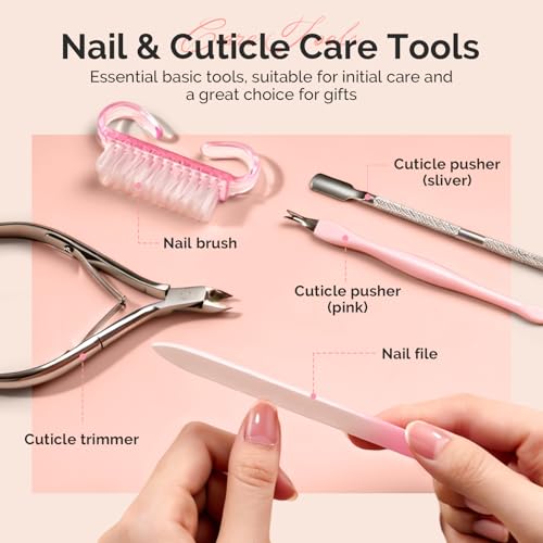 Image of MelodySusie Cuticle Remover Kit,25ML Cuticle Remover Cream and Rose Cuticle Oil,Cuticle Nipper Trimmer Pusher,Nail File and Brush for Cuticle Softener & Moisturize Manicure Kit for Nail Care
