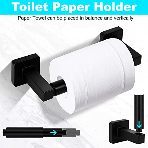 Matte Black 4-Piece Bathroom Hardware Set With 304 Stainless Steel Towel Bar, Wall-Mounted Towel Rack, Hand Towel Bars, Toilet Paper Holder, Towel Ring, And Robe Hook #TOP3