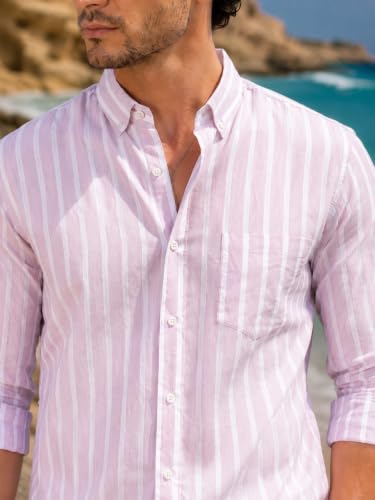 Image of Majestic Man Classic Slim Fit Vertical Striped Casual Cotton Shirt