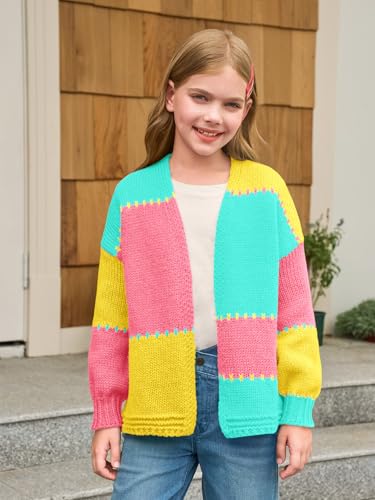 Cardigan épais ouvert devant Haloumoning rose vif pour fille