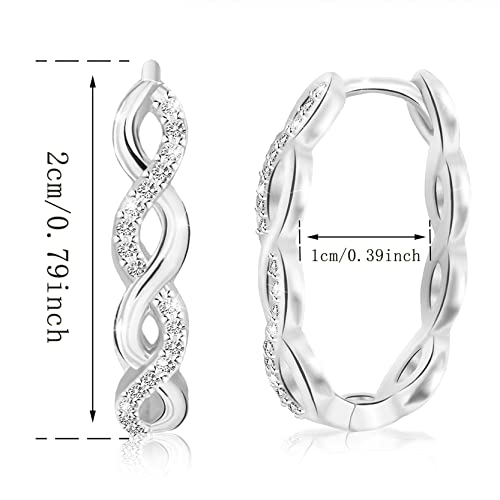 Infinity Earrings for Women Sterling Silver CZ Twisted Hoop Earrings Chunky Twist Oval Huggie Hoop Earrings for Daughter Mom Birthday Gifts2
