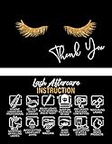 100 Pack English Lash Extension Aftercare Cards With Thank You Note, Size 3.5”x2” inches, fake eyela