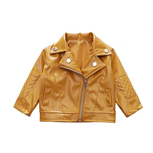 SANGNI Girl Boy Breathable Coats, Autumn Winter Girl Boy Kids Baby Outwear Leather Coat Short Jacket Clothes B806 Yellow