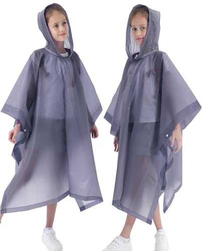 Image of Rain Poncho for Kids(2 Pack) Waterproof Reusable EVA Raincoat One Size Rain Jackets for Children,Boys and Girls