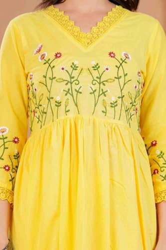 Image of KANCHAN TRADERS Women's Cotton Round Neck 3 /4 Sleeve Chikankari Embroidered Printed Kurta Palazzo with Dupatta Set