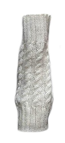 Guantes largos sin dedos para mujer en lana blanca para días fríos