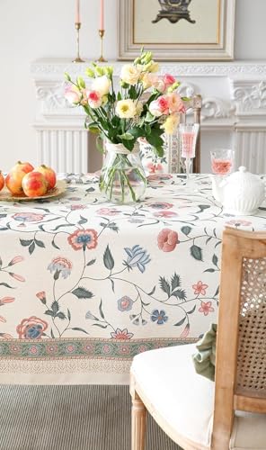 Image of ishro home Premium Dining Table Cover 6 Seater | Table Cover Cloth | Table Cloth 6 Seater - Soft European Fabric, Frill Design, Machine Washable | (Spring of Beauty, 56x90 Inch (6-8 Seater))