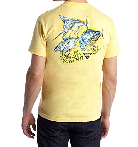 Columbia Camiseta de manga corta PFG By The Shore Marlin para hombre (Heather peque?a, iluminada por el sol - Offshore Charm)