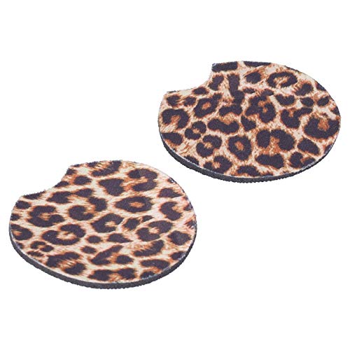 2PCS Car Coasters for Drinks Absorbent Leopard Car Coasters Neoprene Cup Coaster Car Cup Holder Insert Coasters Rubber Car Cup Pad Mat Universal Vehicle Interior Accessories for Women Girls