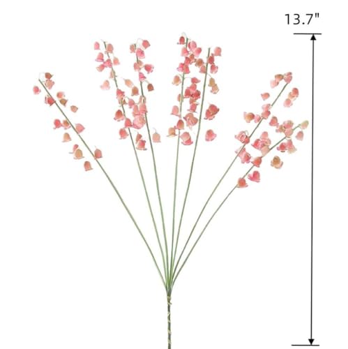 Corkwaw Künstliche Maiglöckchen-Blumen, 35,6 cm, fühlt sich echt an, mit Stielen, keine Pflege, künstlich für Hochzeitsstrauß, Hausgartendekoration, Frühlingsparty-Arrangements (Rosa)