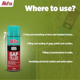 Akfix 805 Gap Filler Expanding Foam Sealant (2x12 Oz.)- Gaps and Cracks Spray Insulation Can, Waterproof Sealant with Straw, Polyurethane Expanding Foam for Window and Door | 12 Oz. 2 Pack