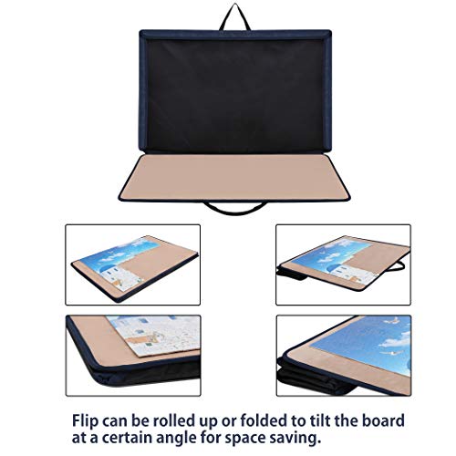 Becko Jigsaw Puzzle Board Portable Puzzle Case Puzzle Storage Puzzle Saver, Non-Slip Surface, for Up to 1000 Pieces (Dark Blue & Khaki) - Thumbnail 2