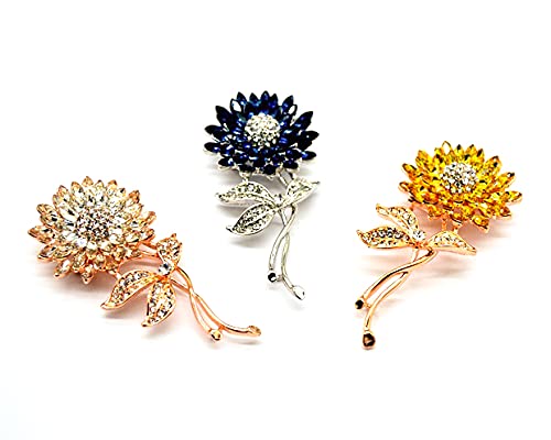 Image of BeeGift Brooches for Women, Sunflower Brooch Pin Wedding Embellishment DIY Brooch Mother's Gift (Gold Crystal-1pcs)