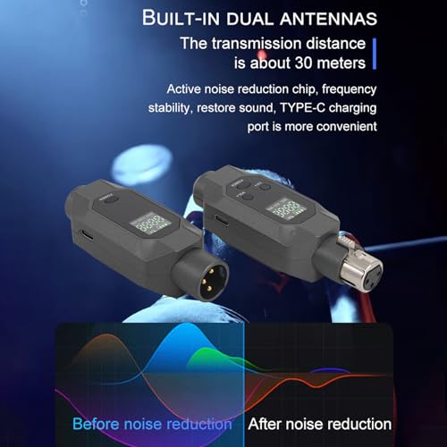 LiebeWH UHF Wireless Microphone System XLR Transmitter and Receiver with Noise Reduction for Live Performance Studio Recording and PA Systems miniatura 6