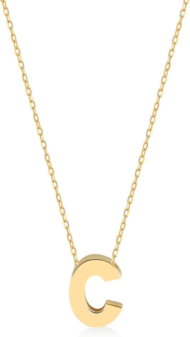 Gelin 14K Solid Gold Initial Necklace for Women (A to Z All Letters)