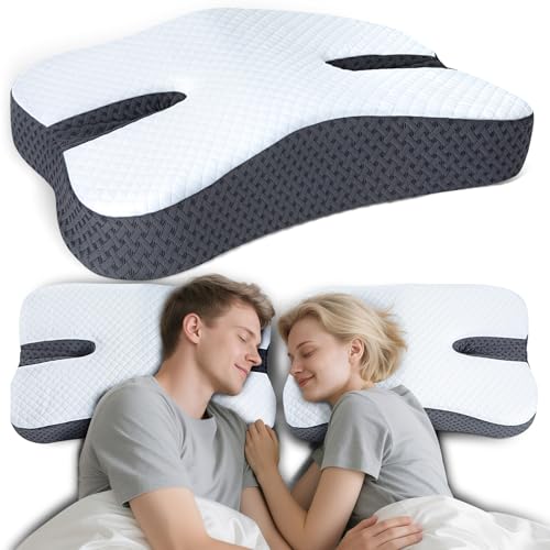 ROOWANA Upgrade Anti Snore Pillow for Side Sleeper, Grey