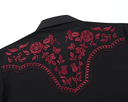 SALVAJE OESTE Men's Western Cowboy Shirt Embroidered Long Sleeve Casual Snap Button Down Shirt3
