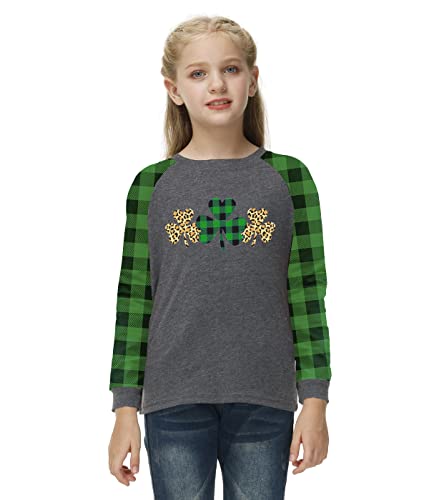 Image of Remimi Girls Thanksgiving Shirts Buffalo Plaid Raglan Tee Cute Turkey Holiday Party Long Sleeve Tshirt 5-14 Years