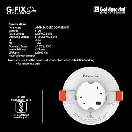 Image of Goldmedal G-Fix 7W Duo Round Downlight |LED Downlight for False Celing,Home,Hall,Room,Office,Shop | 2-in 1 Round Junction LED Light | Cool Daylight + Pink | Pack of 1
