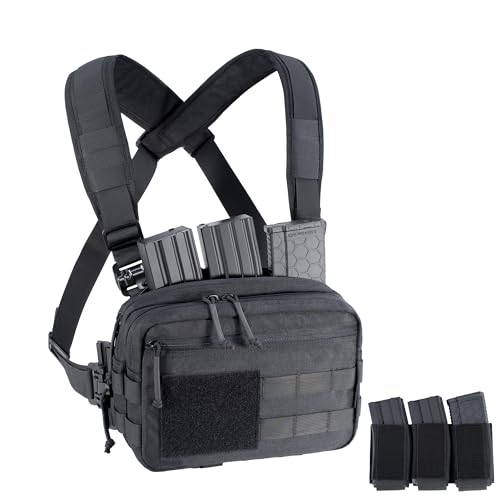 CLTAC Tactical Chest Rig Bag Concealed Carry CCW Pack Molle Pouch IFAK EMT Medical Organizer for Outdoor Hunting Shooting Hiking with Quick Release Harness and Magazine Holder