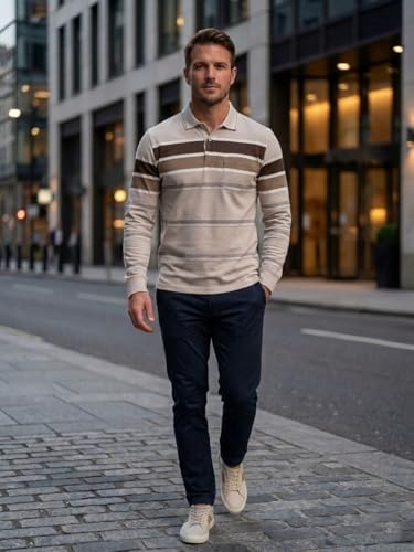 Image of Full Sleeve Polo T Shirt for Men Cotton with Pocket and Collar - Regular Fit Tshirt