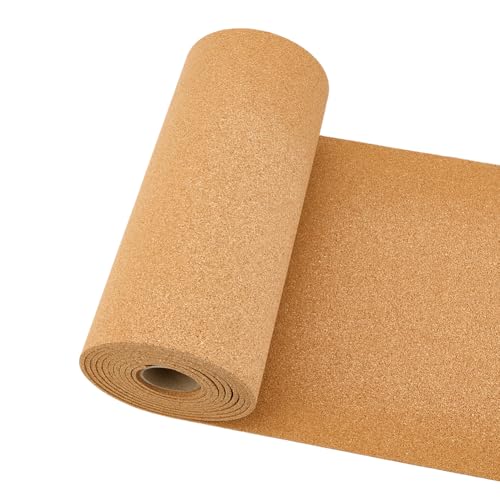 OLYCRAFT Rollo de corcho grande de 3 m x 30 cm, rollos de corcho natural de 4 mm de grosor para paredes, tableros de anuncios, fotos decorativas y mensajes, para manualidades, decoración de oficina en