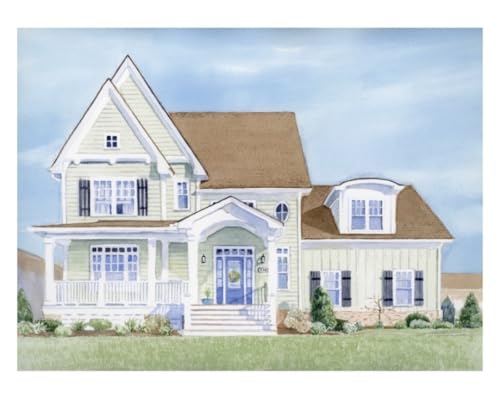 Custom watercolor house portrait painting, hand painted from your photo
