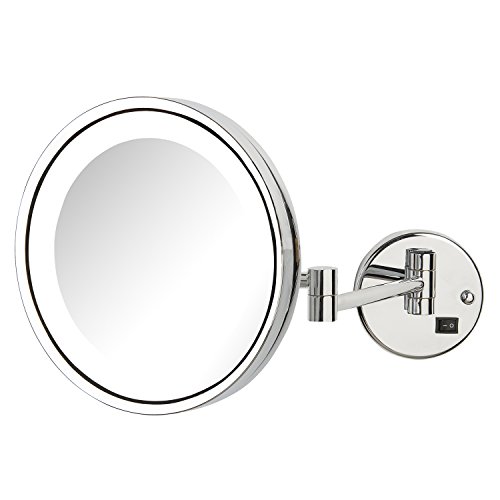 Jerdon Lighted Wall-Mounted Makeup Mirror - Makeup Mirror With 5X Magnification - 9.5-Inch Diameter Mirror With Chrome Finish Wall Mount - Direct Wire - Model Hl1016Cld #TOP6